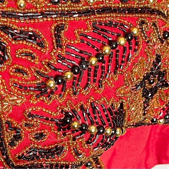 Vintage Beaded Jacket 100% Silk‎ Size Large Women’s Red Black Cardigan Stenay? - Picture 4 of 8